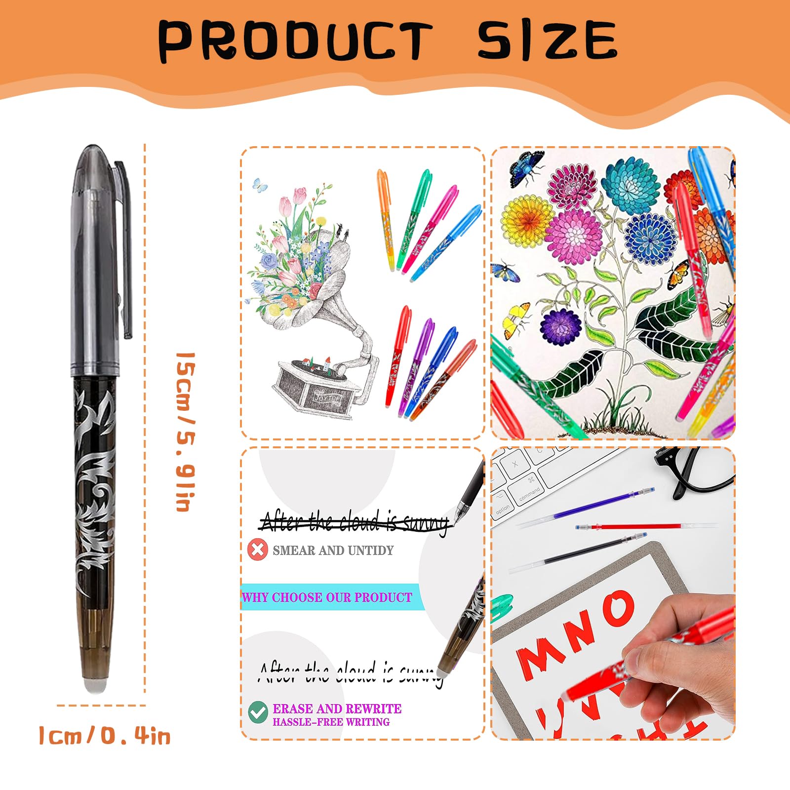 4er Set Radierbare Weihnachtsstifte – Mit 0,35 Mm Gel-Tinte, Niedlichen Motiven & Integriertem Radierer