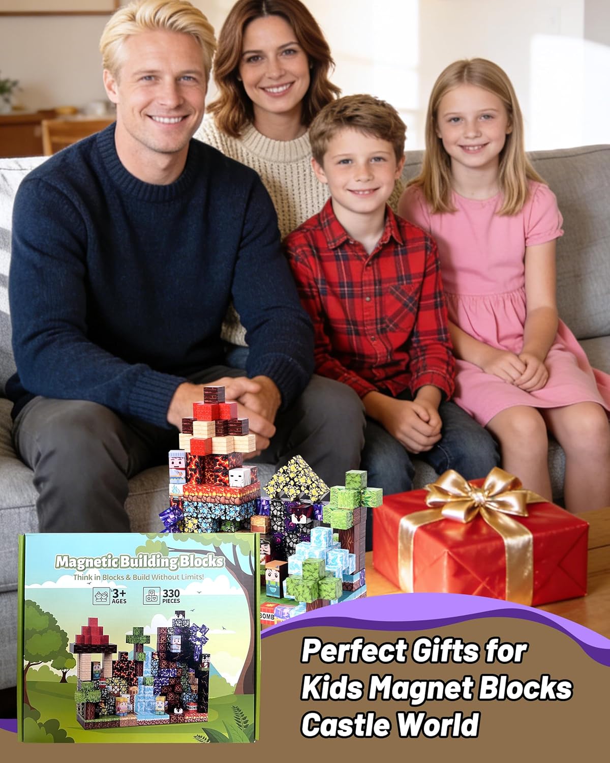 Magnetic Blocks, Magnetic Building Blocks 330PCS 0.8in Magnetic Tiles for Toddler STEM Sensory, Magnetic Toys for Boys & Girls Age 3 4 5 6 7 8 9 10 11 12 Birthday Gifts