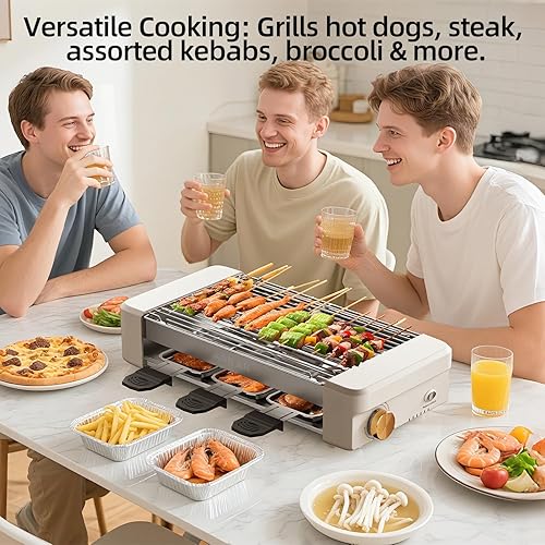 Miniatura 2 de AORAN - Parrilla eléctrica para interiores sin humo, parrilla de encimera de 800 W con platos de cocina antiadherentes extraíbles y estante para