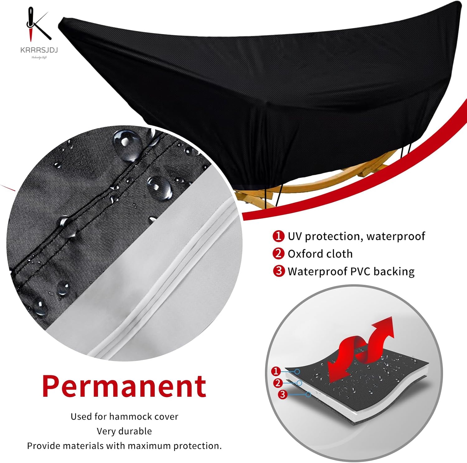 Waterproof Hammock Cover for 10-15FT Hammock Stand,Outdoor Hammocks Covers with Zip and Elastic Ropes,Windproof Hammocks Cover for Outside,420D Heavy Duty Oxford (Black,9-10foot)