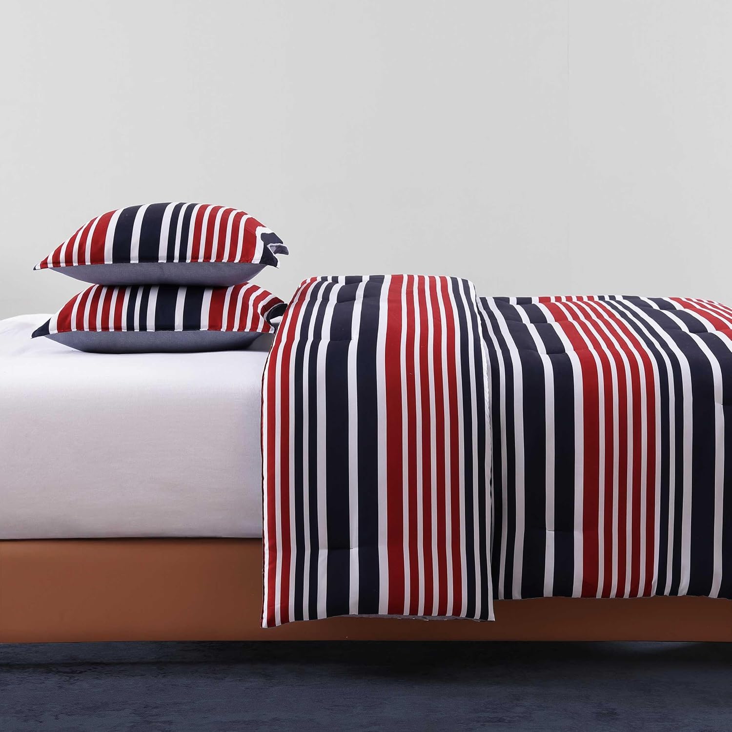 Tommy Hilfiger - Twin/Twin XL Comforter Set, 100% Soft & Smooth Reversible Bed Set, Striped Bedding for Year Round Comfort, 2 Piece Bedding with Matching Pillowcase (Favorite Stripe Red)