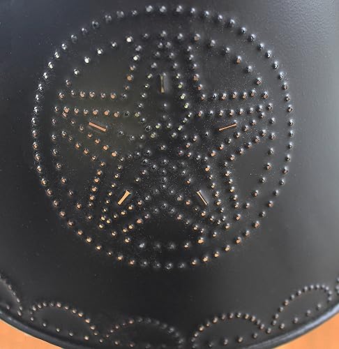 Miniatura 3 de Primitive Home Decors - Pantalla de lámpara de metal con estrella negra perforada a mano de 12 pulgadas