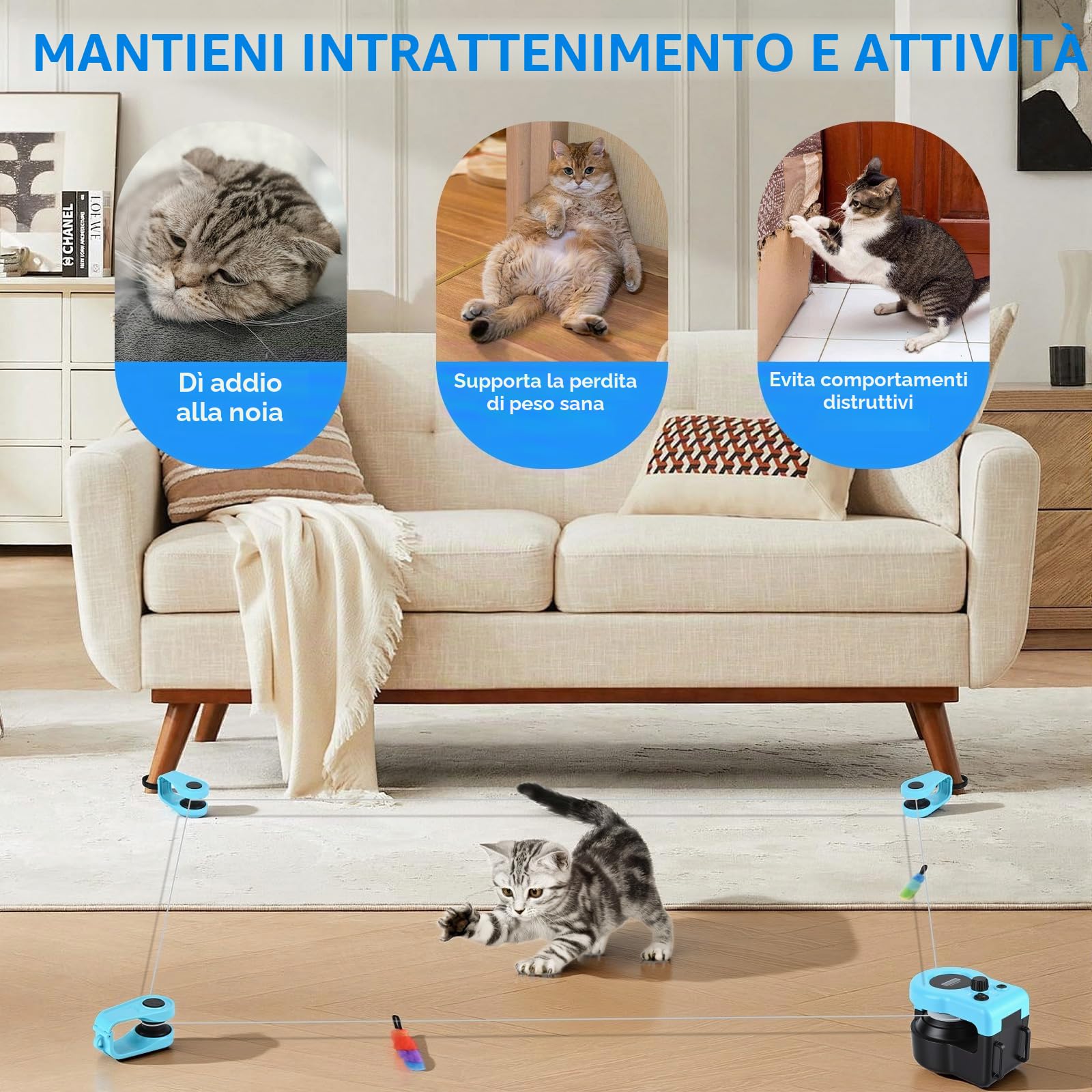 Gioco Gatto Interattivo Elettrico per Gatti, Giocattolo di Auto-Intrattenimento per Gattis, Gioco Intelligente Automatico/Telecomandato per Gatti, Velocità/Percorsi Regolabili
