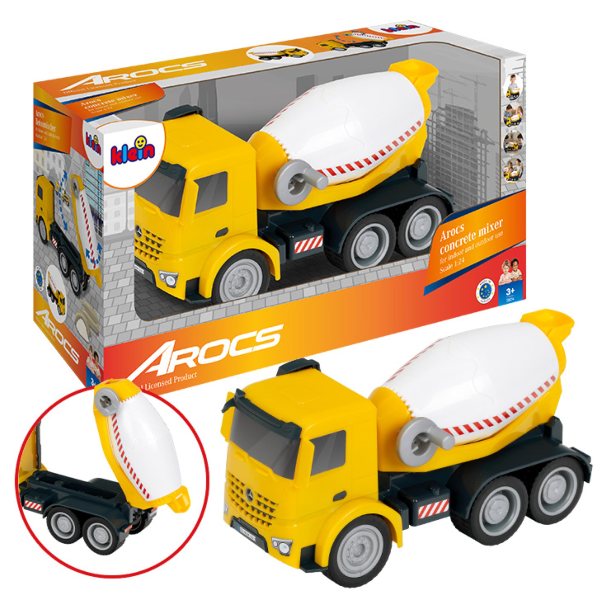Theo Klein 3804 Mercedes-Benz Arocs Betoniera per la sabbia | Per interni ed esterni | Scala 1:24 | Prodotto con licenza ufficiale | Giocattolo per bambini dai 3 anni
