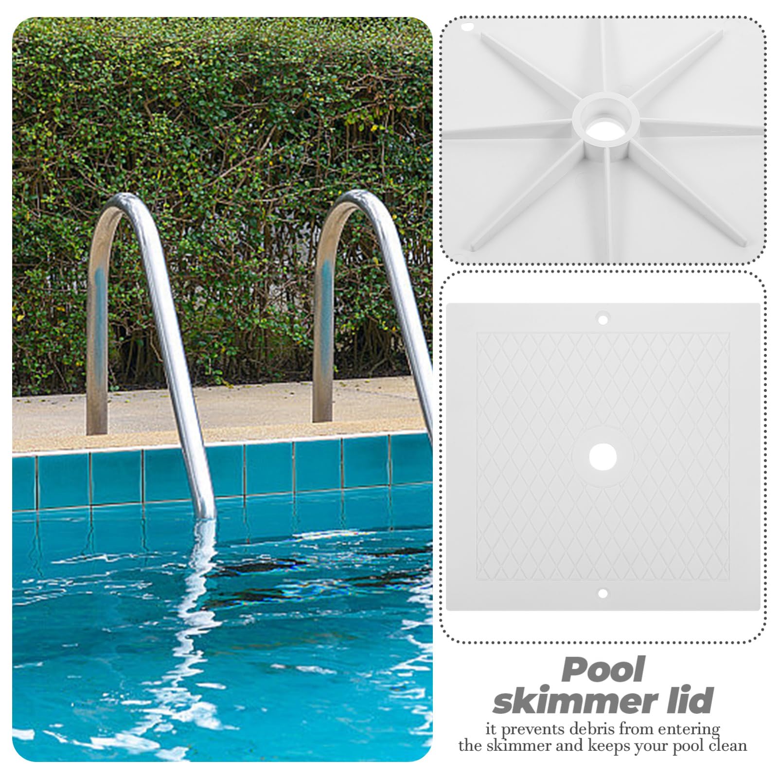 Happyyami Tapa del Skimmer de Piscina Cuadrada 10 X10 para Reemplazo, Accesorio Compatible Modelos Sp1084, Cubierta Resistente para Mantenimiento y Seguridad en Piscinas