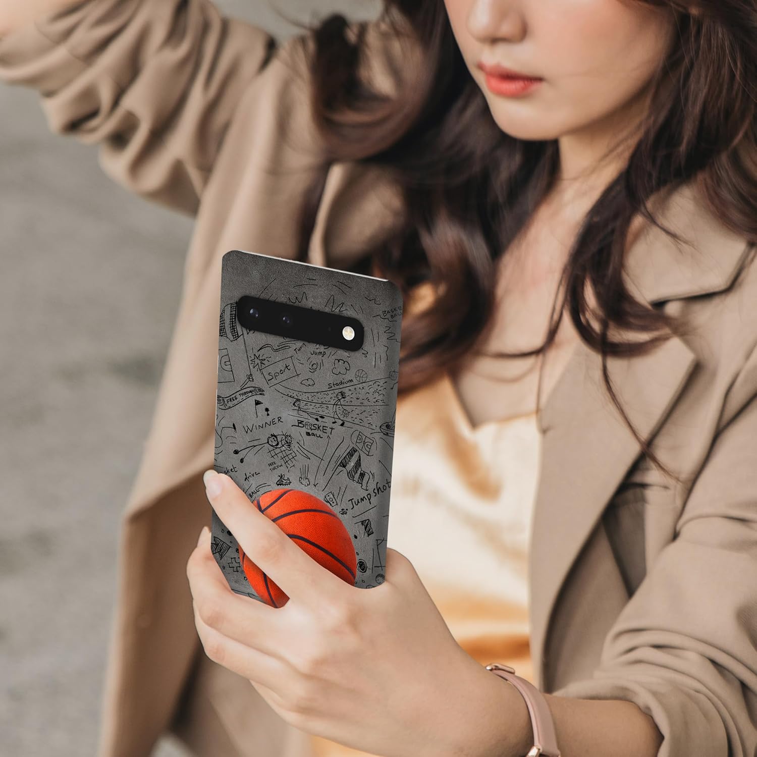 for Google Pixel 6 5G, Pixel 6 Case - Basketball Wall Art Printed Cute Slim Fit Hard Plastic Protective Designer Back Phone Case/Cover for Pixel 6 5G