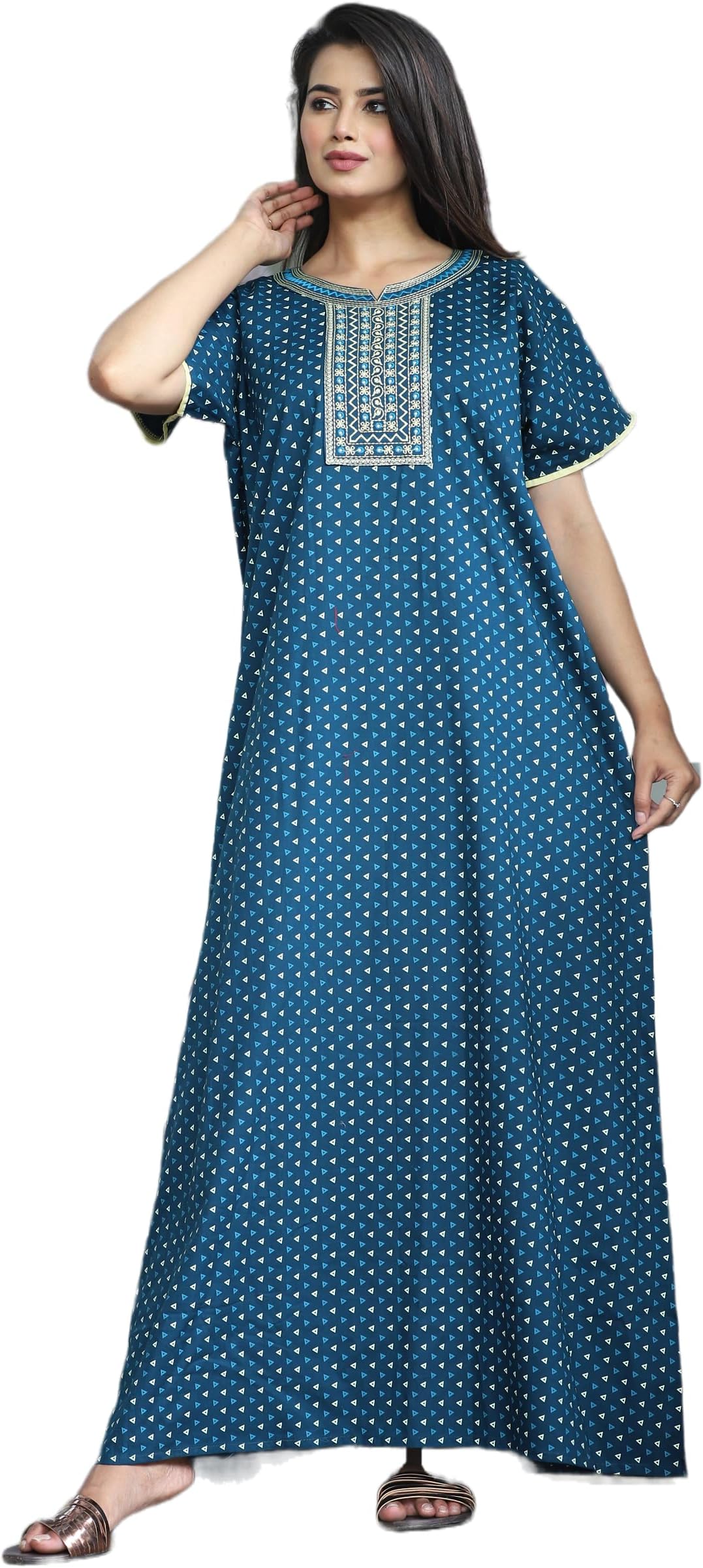 Pure Cotton Embroidery Nighty for Women's | Night Gown | Nighty | Nightdress | Maxi | Sleepwear | Jaipuri Nighty | Nighties | Gown