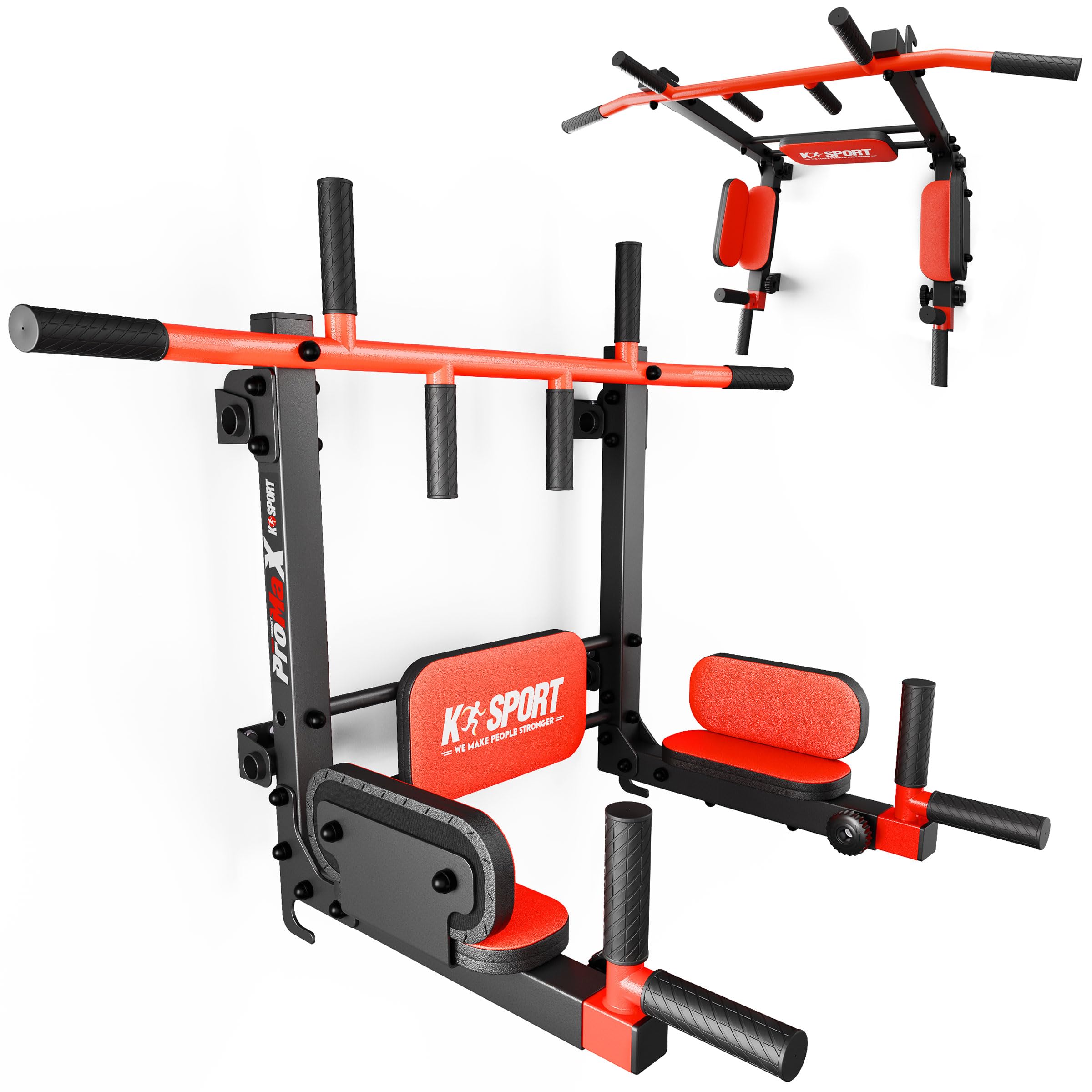 K-Sport: Sbarra per trazioni + stazione di sollevamento per montaggio a parete, stazione di forza con barra Pull-Up Bar & Dip Bar | Torre di forza & Torre di trazioni | Trazioni Dip Station