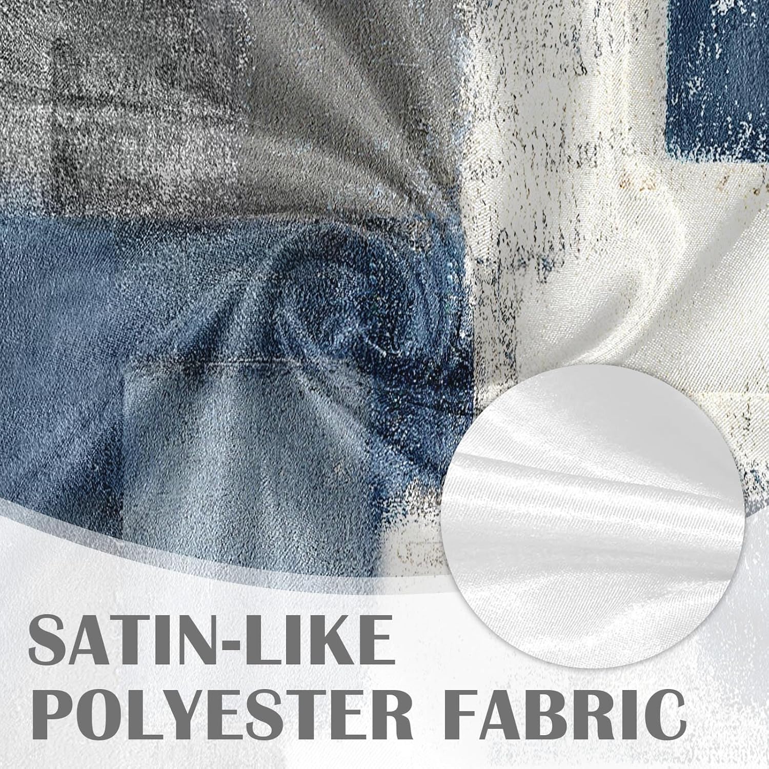 Emvency 8 Pack Blue Valances Window Treatments, Grey White Abstract Modern Art Blackout Adjustable for Living Room Bathroom Bedroom Kitchen Over Sink, 18x52 Inch Rod Pocket Valances