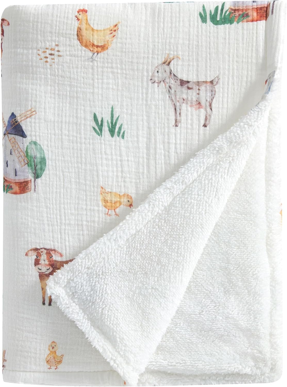 Baby Blanket 40x30 Elephant - Cotton Fleece Crib Blanket Gender Neutral, Soft Breathable Nursery Stroller Blanket, Colorful Animal Theme Baby Blanket for Infant Toddler Boys Girls, Washable