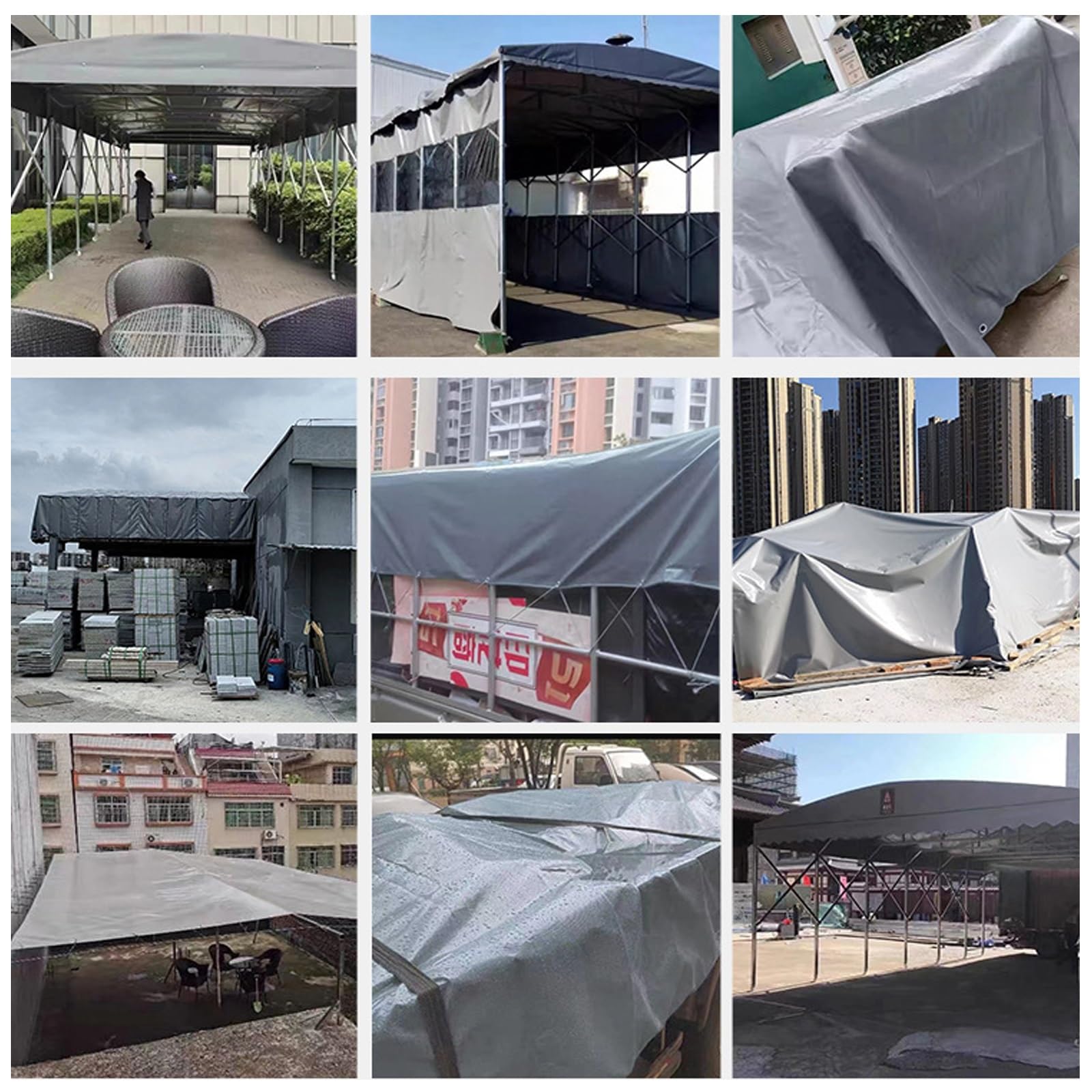 Lona Impermeable Reforzada 6 x 6 m Resistente a La Intemperie, Plegable, con Cuerda 10M Lona de Tienda de Campaña para Muebles de Jardín, Barco, Gris