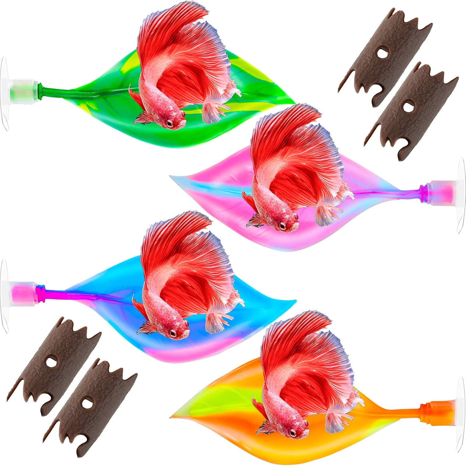 4 Pieces Betta Bed Leaf Hammock Silicone Betta Fish Resting Leaf, Betta Fish Bed, Practical Resting Spot, No BPA, Comfortable and Safe…