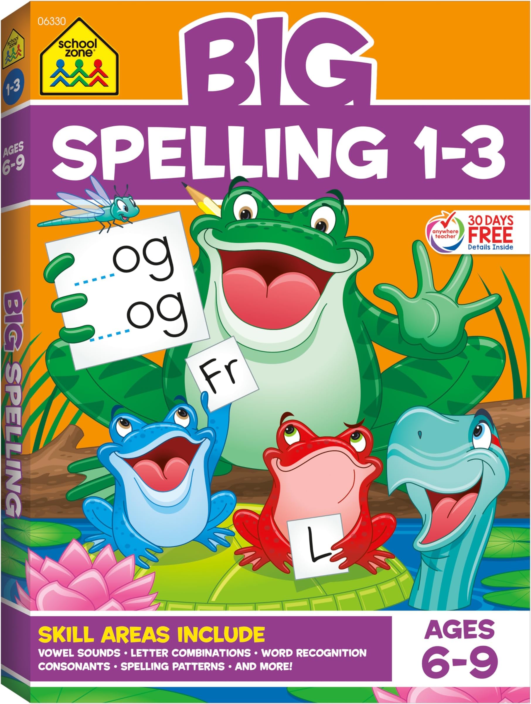 School Zone Big Spelling Grades 1-3 Workbook: 320 Pages, 1st Grade, 2nd Grade, 3rd Grade, Letter Sounds, Spelling Patterns, Word Recognition, Ages 6-9 (School Zone Big Workbook Series)