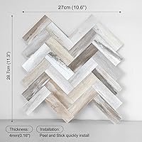 Vista 6 de Yipscazo 10 Láminas de Azulejos Adhesivos con Patrón de Madera en Espiga para Salpicadero de Cocina, Azulejos de PVC Resistentes al Calor