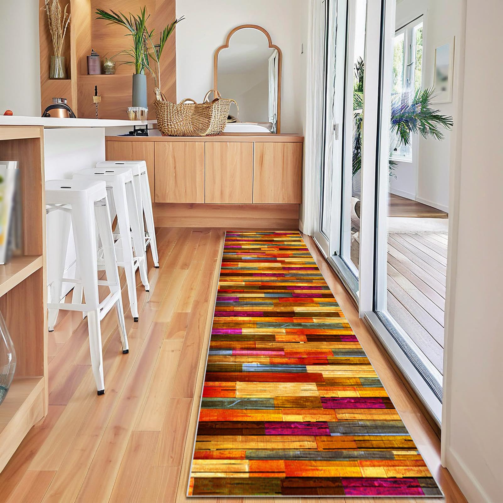 Tapis de Cuisine Long Tapis de Passage Lavable en Machine Antidérapant 50 x 220 cm Tapis de Couloir Absorbant Tapis de Sol pour Couloir Cuisine Devant Evier Salle à Manger Buanderie Chambre