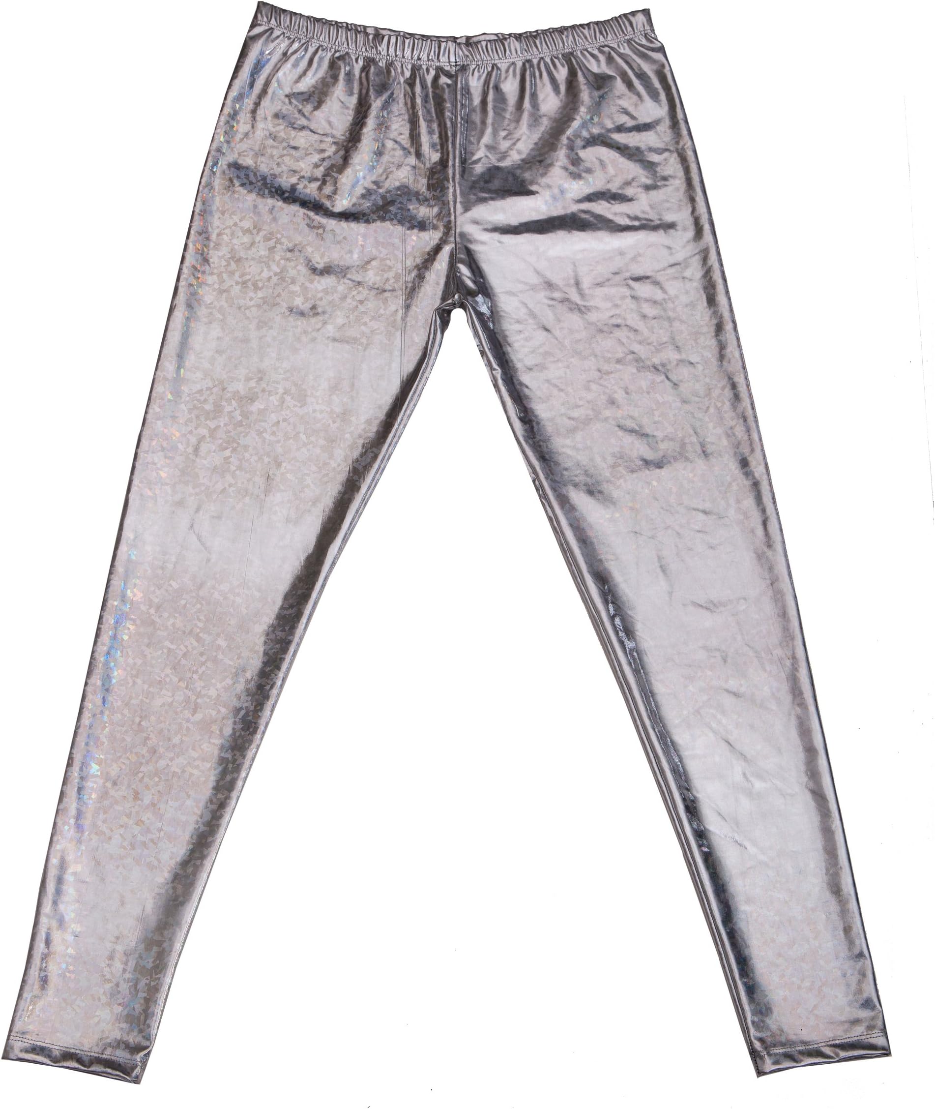 BFDOne Ladies Leggings Silver Gold Turquoise Pink Red Green Mermaid Scale Unicorn Leggings Shiny Metallic Holographic Leggings Polyester Spandex Cool W Size S/M M/L
