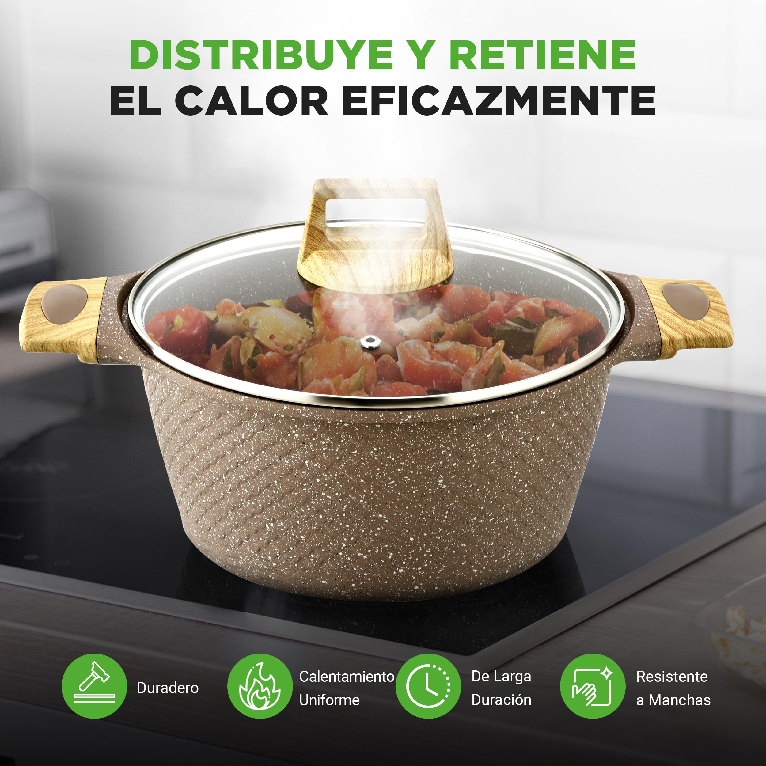 Nutrichef Bateria de Cocina, Antiadherentes, 22 Piezas, Completo, Profesional, Resistentes al Calor