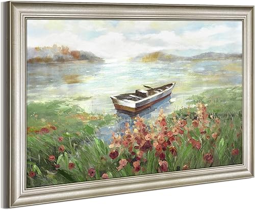 Miniatura 7 de Lienzo de paisaje enmarcado para pared gran paisaje de la naturaleza, imagen artística moderna, escena de río, arte escénico natural, obra de arte