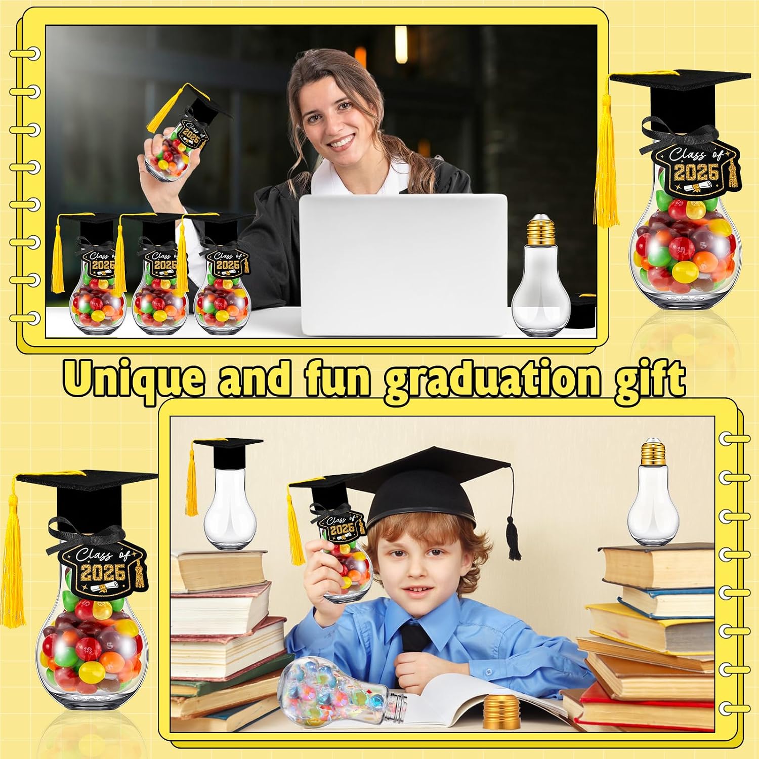 36Set Class of 2026 Graduation Plastic Light Bulb Jars for Party Supplies image 5
