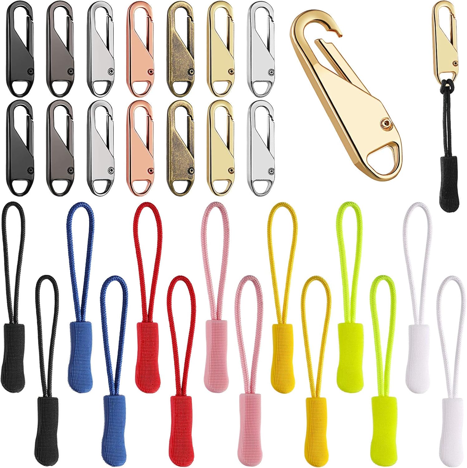 Chuangdi 28 Pcs Zipper Pull Replacement Detachable Zipper