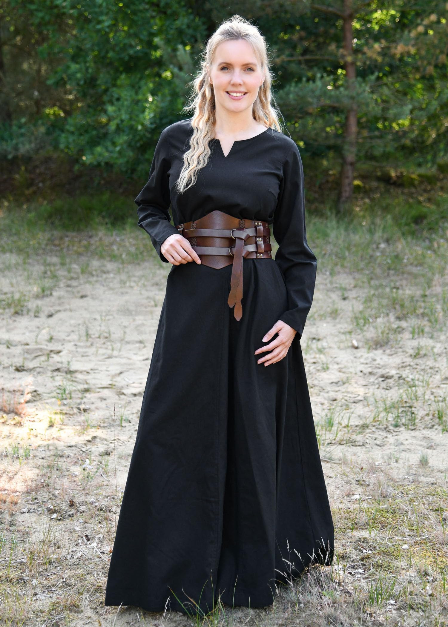 Ulfberth Breiter Ledergürtel, Unisex Doppelgürtel aus Leder | Damen & Herren, Breiter Gürtel, Mittelalter, Wikinger, Langgürtel, LARP, Reenactment, Pirat, Fantasy Cosplay