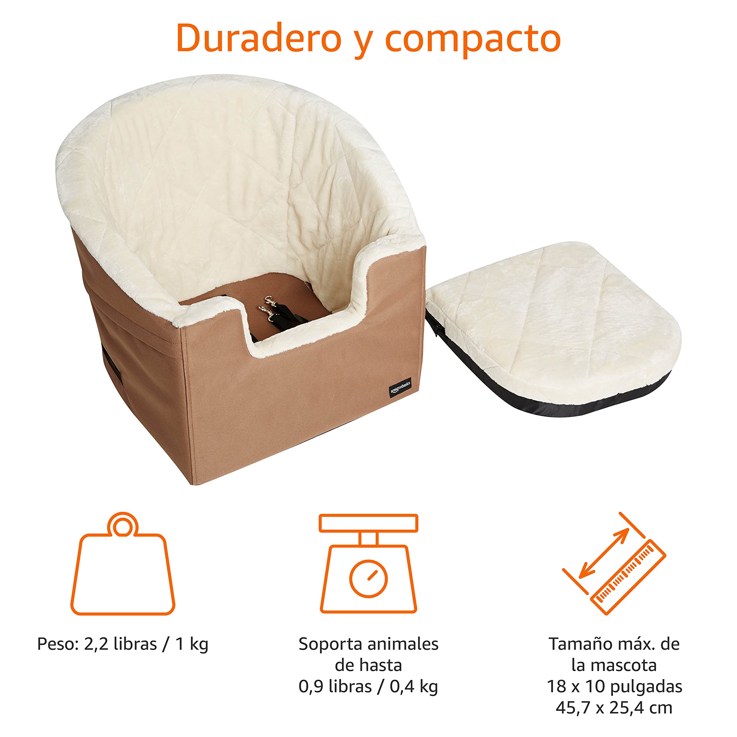 Amazon Basics Asiento Elevador para Mascotas, Estilo Cubo, Beige Bronceado