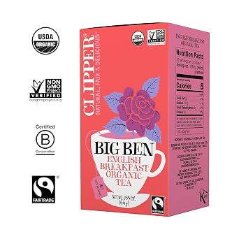 Clipper Organic Breakfast Tea, Big Ben, 20 Count, 6 Boxes