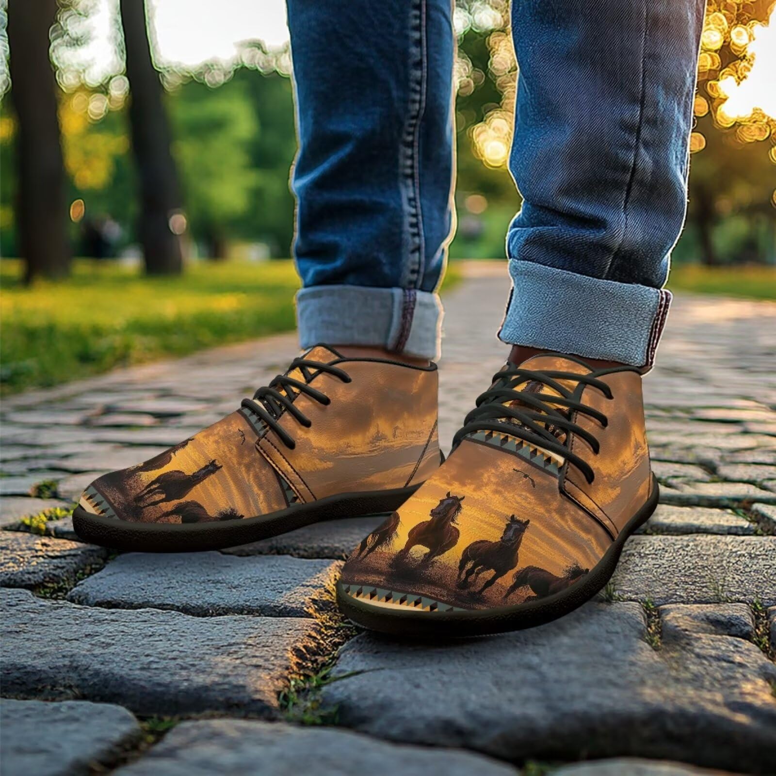 Chririnla Horses Hiking Sneaker Men's Trail Running Shoes Anti Slip Womens Athletic Sneakers with Zero Drop Sole Minimalist Barefoot Shoe Comfortable Dress Boots