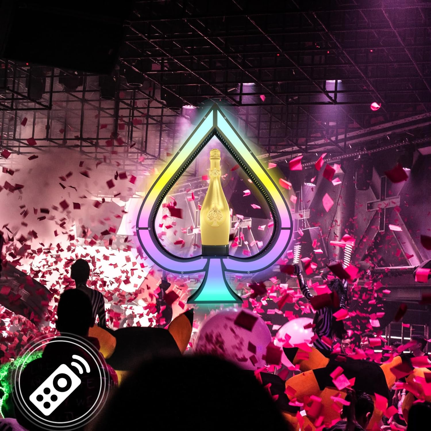 LED Ace of Spades Champagne Bottle Presenter,with Remote Control Color Adjustable Glowing Wine Bottle Display, Lighted Liquor Bottle Display Shelf for Commercial,Home,Bar,Party,Nightclub