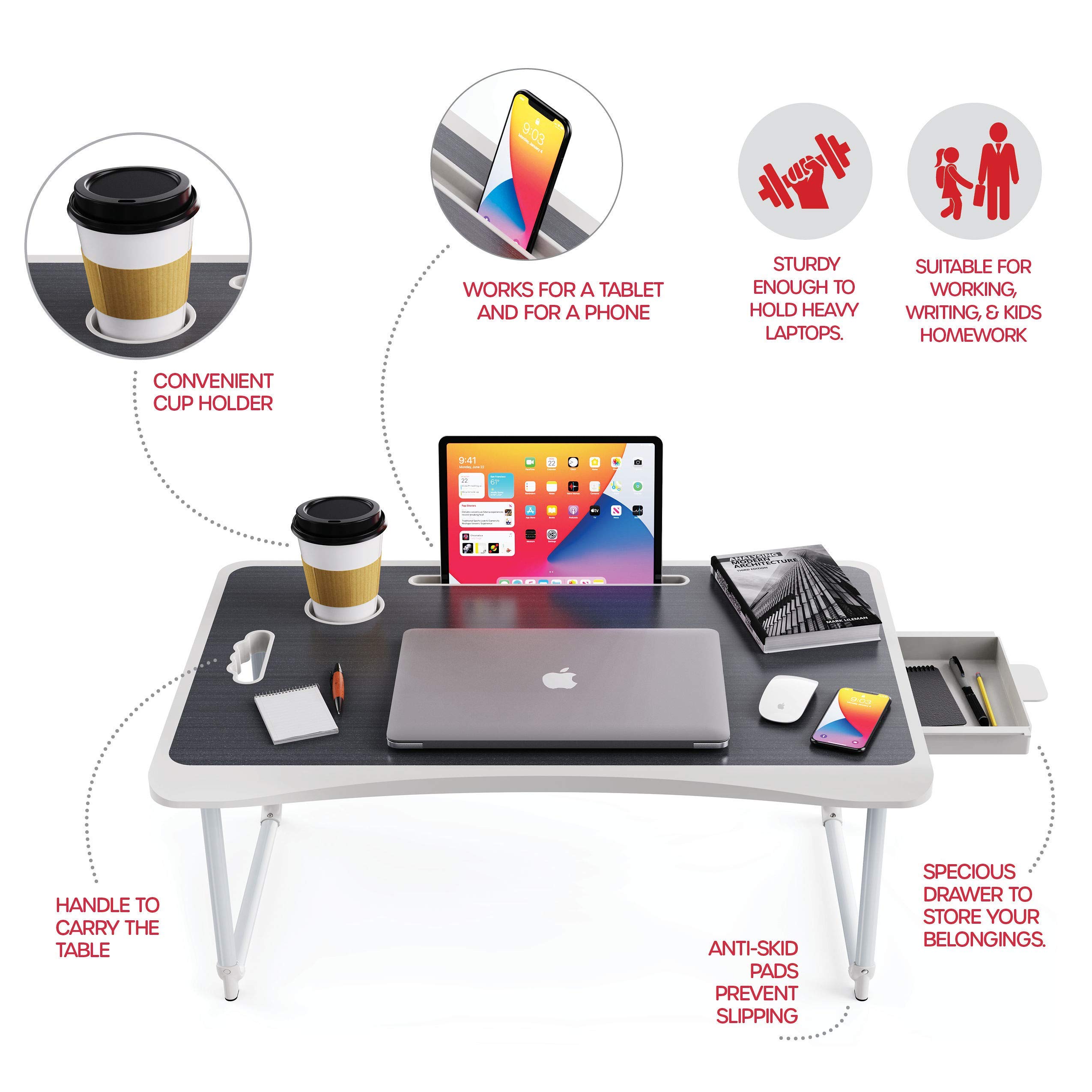 Buy Foldable Laptop Table for Bed, Bed Desk for Laptop and Writing