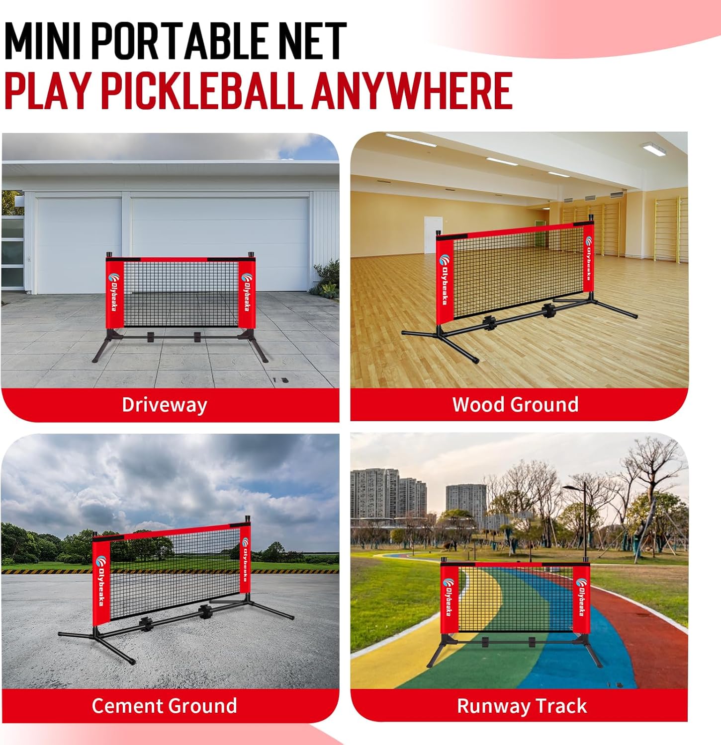 5ft / 10ft / 12.5 ft Mini Pickleball Net for Driveway Backyard with 3 Pickleballs, Carry Bag, Chalks, Portable Half Court Small Pickleball Net for Adults Kids Beginners Pros