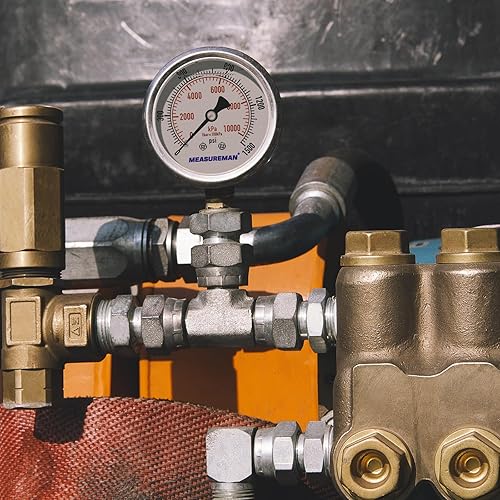 Miniatura 6 de MEASUREMAN - Manómetro relleno de aceite, tamaño del dial de 2.5 pulgadas, 0 a 1500 psikPa, caja de acero inoxidable 304, montaje inferior NPT de 14