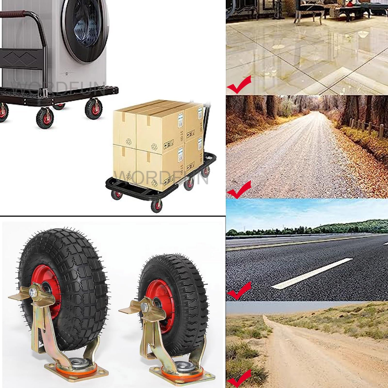Schwerlastrolle, Bockrolle für Schwerlastindustrie, thermoplastischer Gummi, Keine Bodenspuren, Stoßdämpfung, Schubkarrenreifen, Industrietransportrad