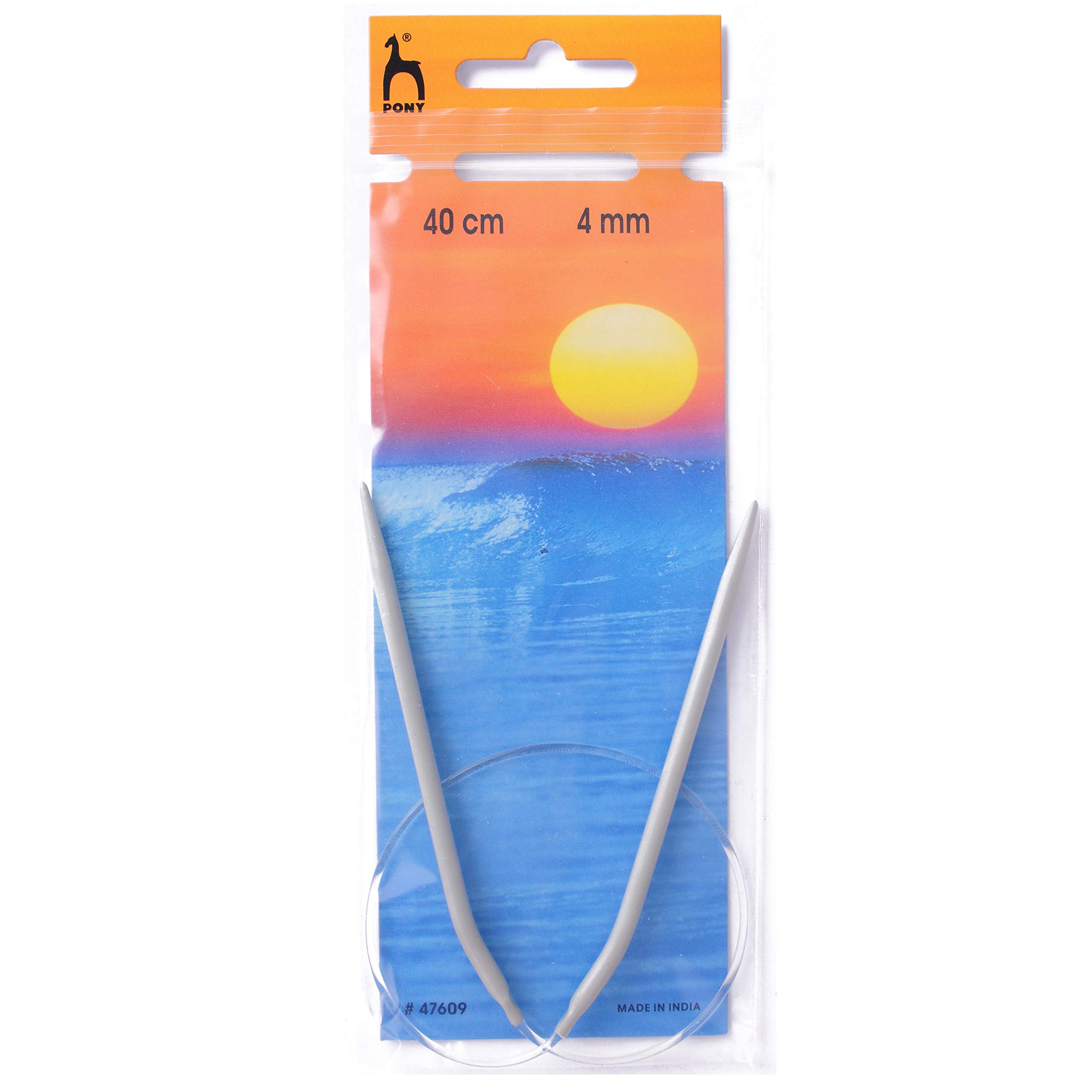 Pony Metal Circular Knitting Pins/ Knitting Needles 40cm long - Size 4mm by Pony