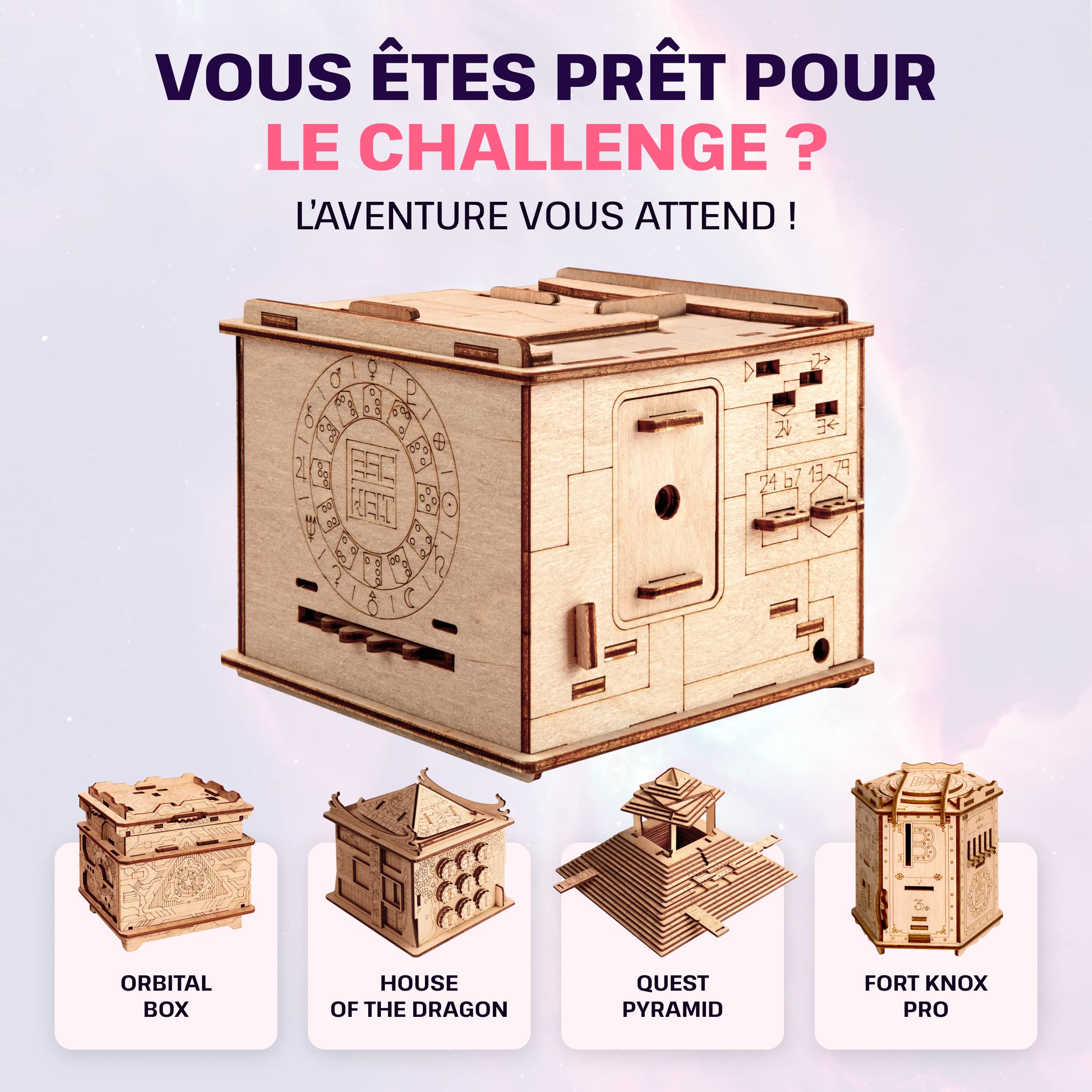 ESC WELT Space Box - Boîte d'énigmes en de Bouleau - Puzzles 3D pour Adultes - Casse-tête avancé en Bois pour Les Fêtes d'anniversaire et Les Soirées en Famille - Boîte à Puzzles en Bois
