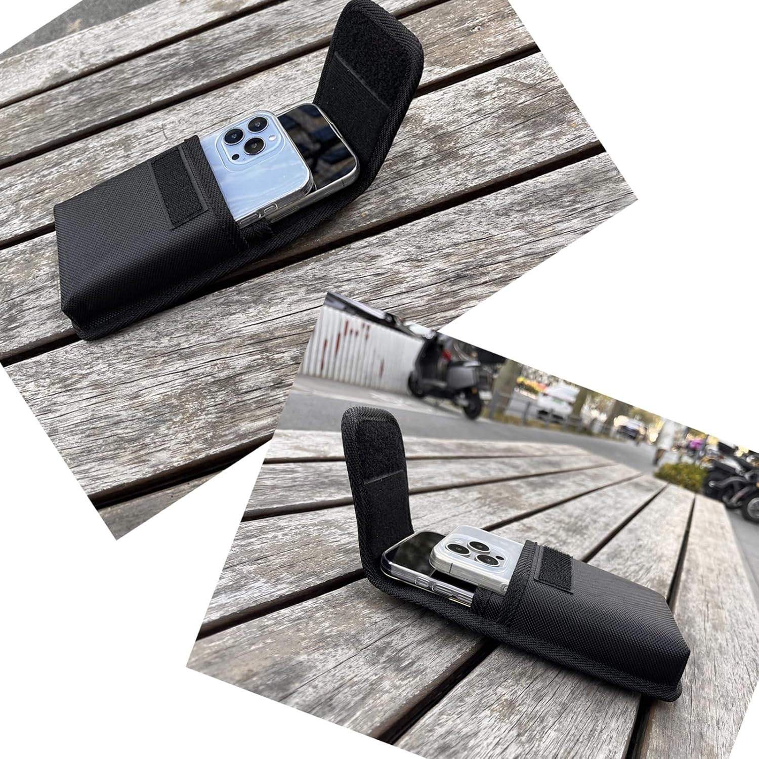 Two Phone Case Holder with Strong Belt Clip, Dual Phone Case for Two Phones, Hook and Loop Closure, Sturdy Nylon Material Dual Phone Holster for iPhone and Samsung - Image 5