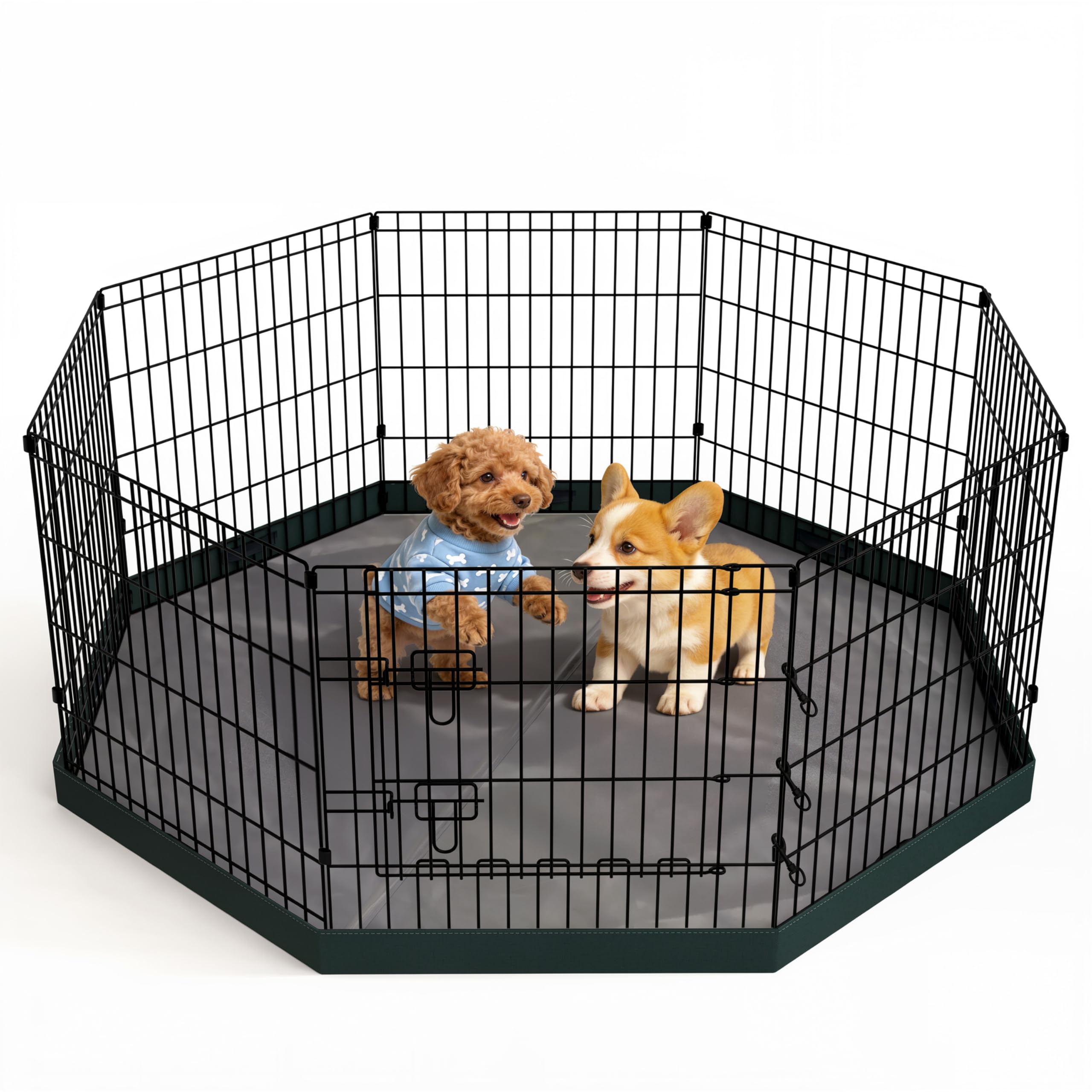 Recinzione per cani in metallo, pieghevole, a 8 sezioni, 61 cm di larghezza x 61 cm di altezza, con imbottitura inferiore