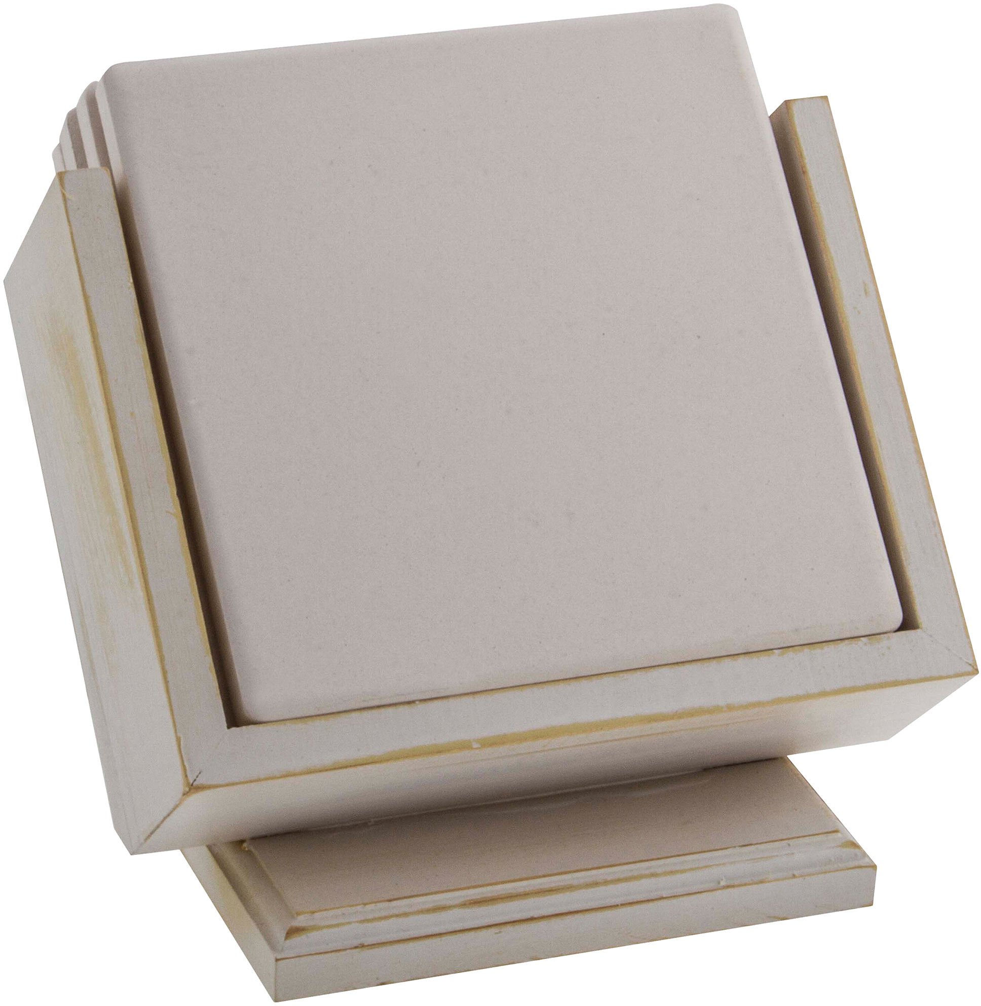 Wooden Pedestal Whitewash Coaster Holder for Square Coasters Will Hold up to 4-4" Square Coasters