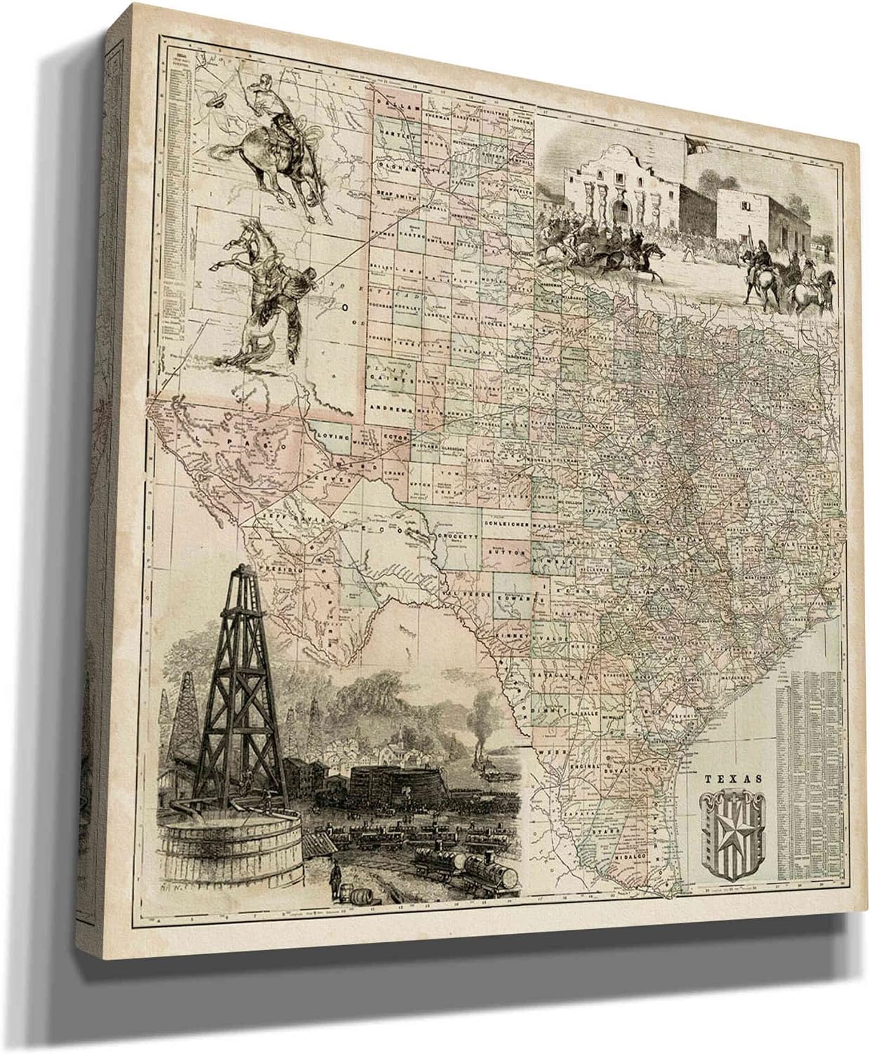 Epic Graffiti 'Map of Texas' by Vision Studio Canvas Wall Art, 12"x12"
