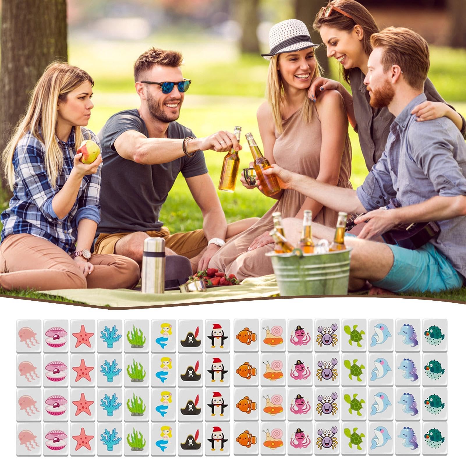 Zestaw gier Mahjong, 65 sztuk gra planszowa z wzorem flagi, zabawne puzzle | na imprezę rodzinną, ucieczkę morze, wiosenny piknik, klasa, podróże, dom, na zewnątrz