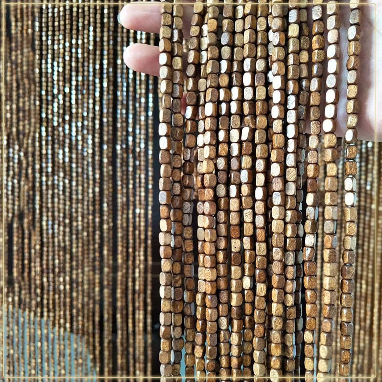 TZYYAO Wooden Beaded Bamboo Door Curtain,Fly Screen Curtain Wood Beaded Curtain,50-140 Strands Door String Curtains for Doorway,Hanging Room Divider for Hallway Entrance Window,WxH-80strands-80x230cm