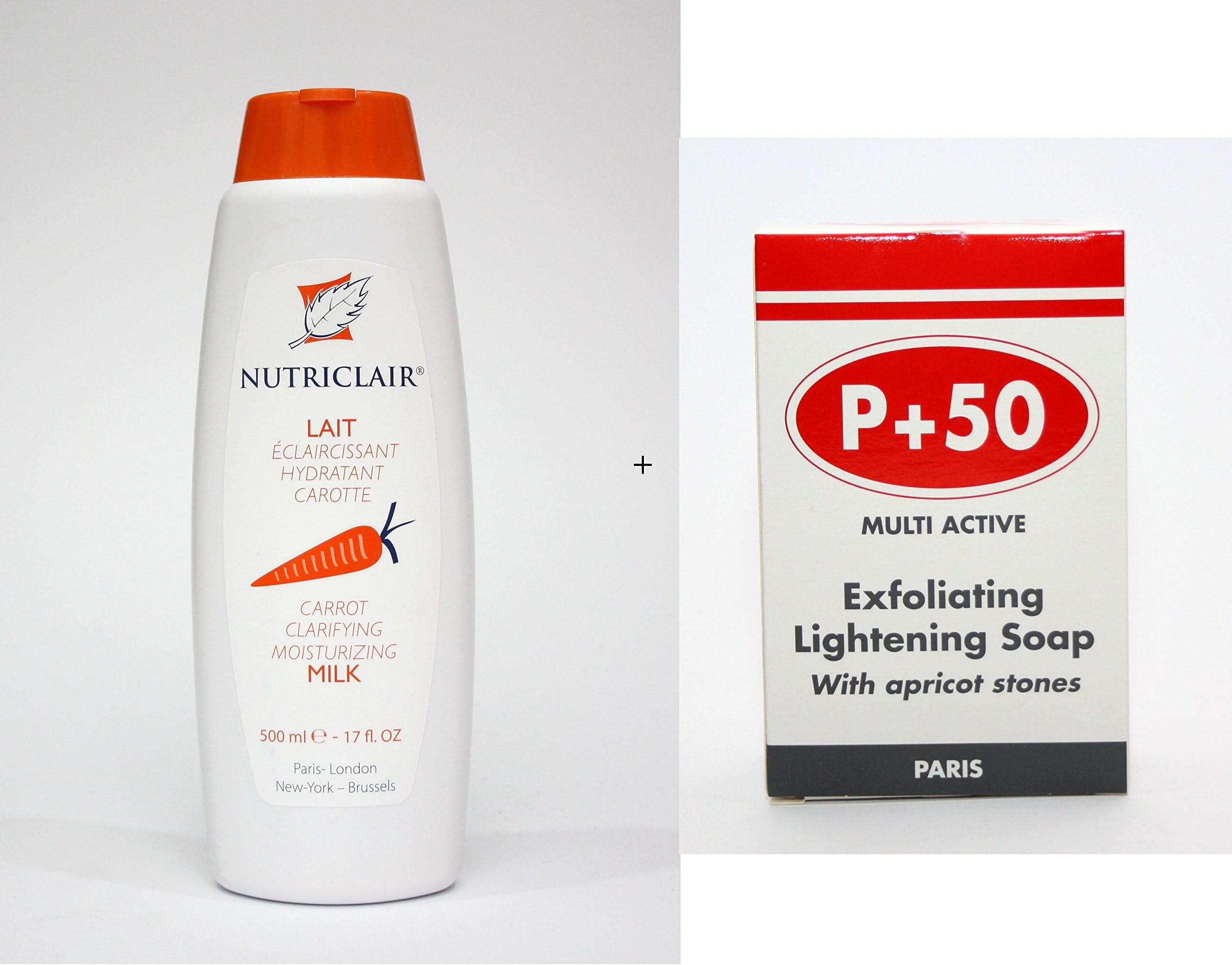carrot clarifying skin brightening moisturising milk 500ml & FREE P+50 LIGHTENING SOAP 200G