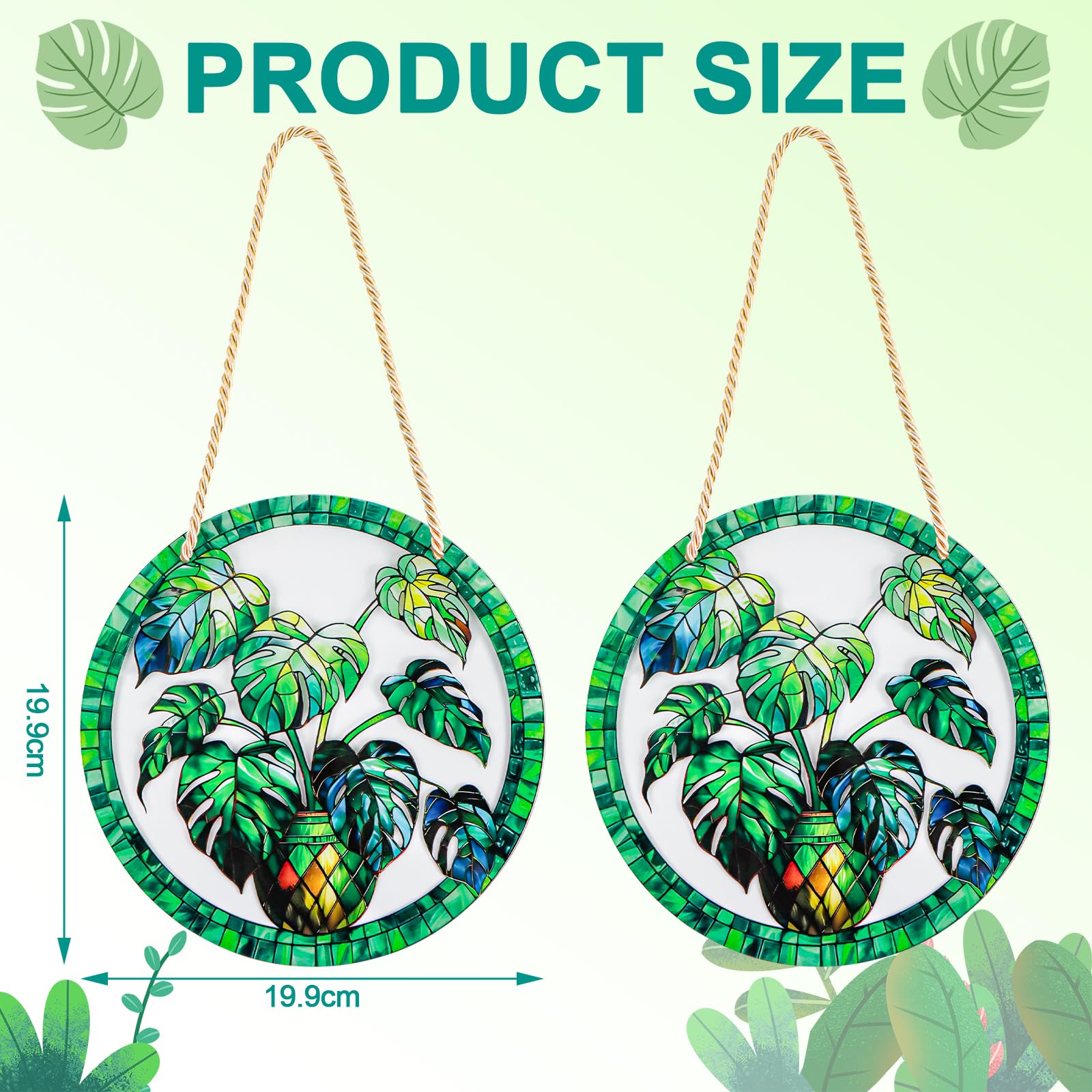 Decoracion Jardin Exterior,Atrapasoles para Ventanas Colgante con Modelado de Plantas Verdes,Adornos Jardin Exterior Impresión a Doble Cara para Terraza,Alféizar,Casa y Jardín
