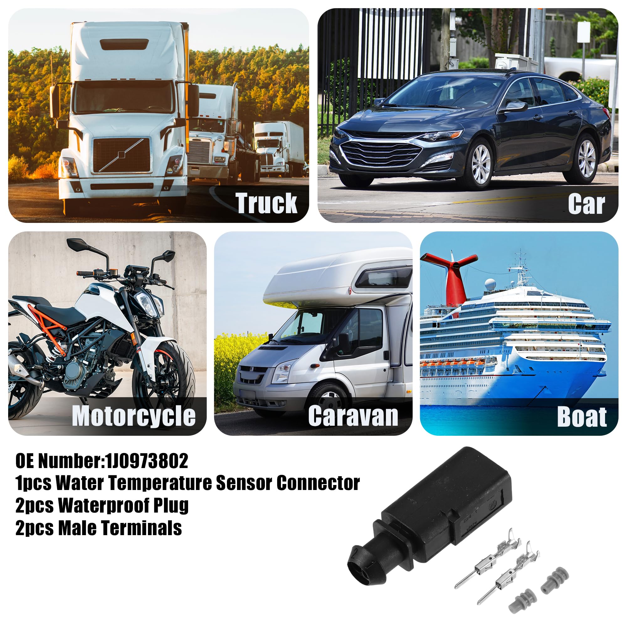 X AUTOHAUX Connettore Sensore Temperatura Acqua Per Audi – 2 Pin, Codice OE 1J0973802
