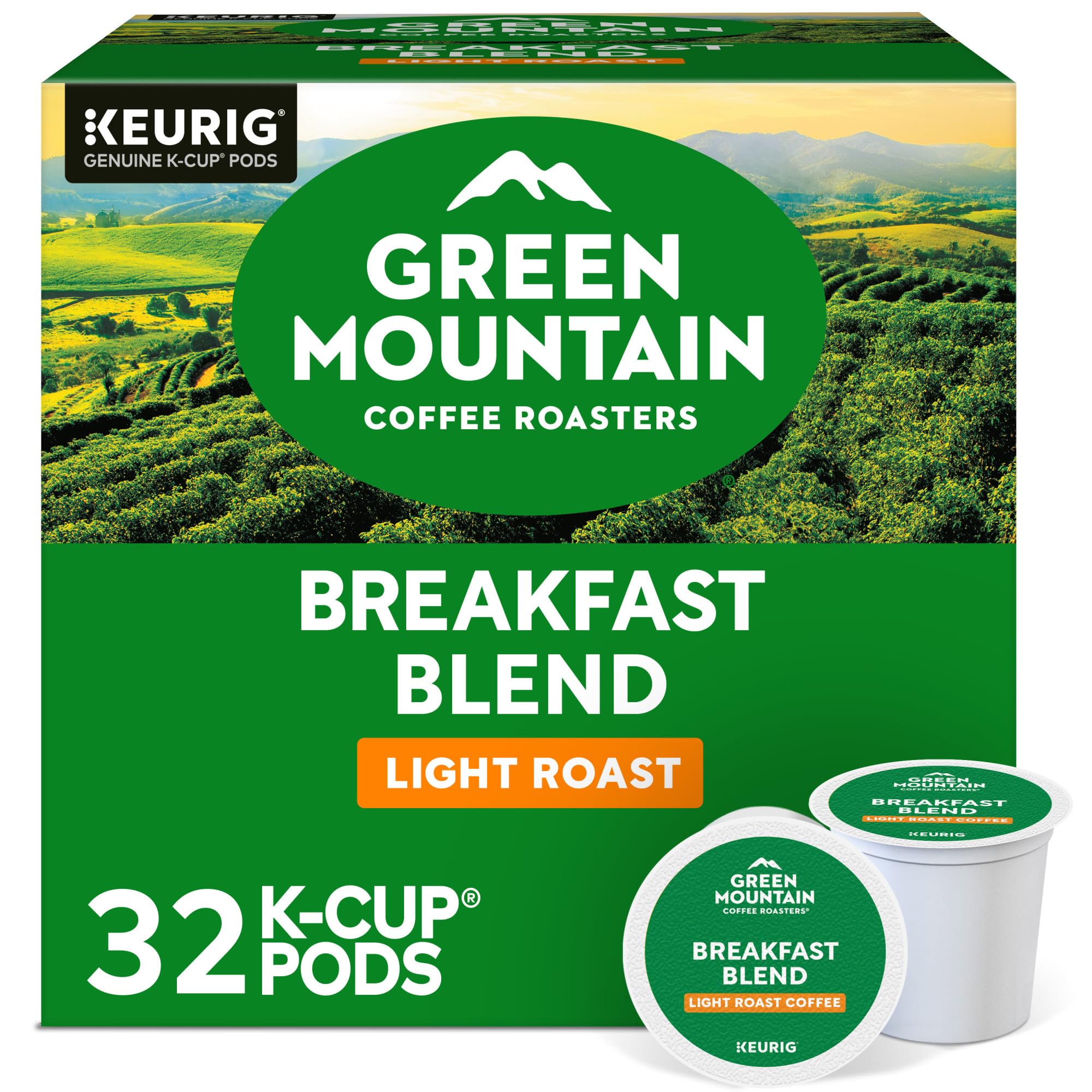 Green Mountain Coffee Roasters Breakfast Blend, Single Serve Coffee K-Cup Pod, Light Roast, 32