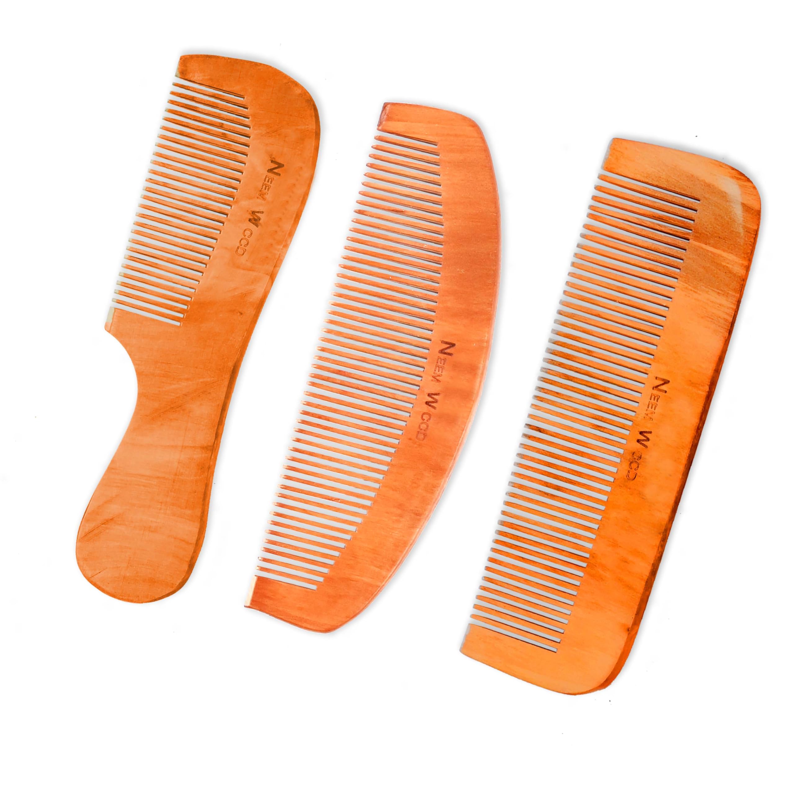 CLICKEDIN Wooden Combo | KACHI NEEM WOOD |Hair Growth Comb For Men And Women Set Of 3 Comb.