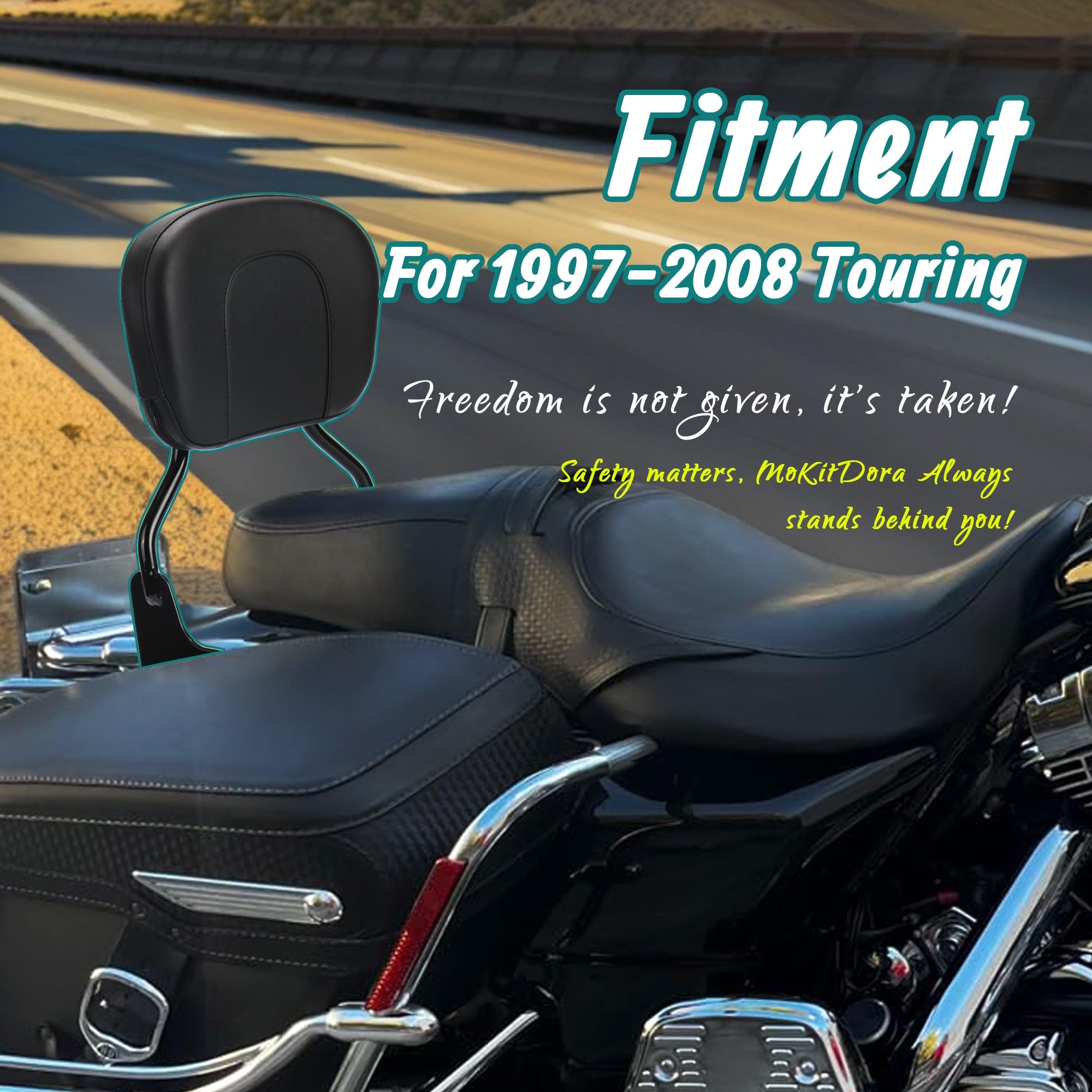 AUFER Detachable Backrest Sissy Bar Upright Passenger Backrest W/Pad Compatible For Touring Road King Street Glide Electra Glide Road Glide FLHR FLHX - View #7