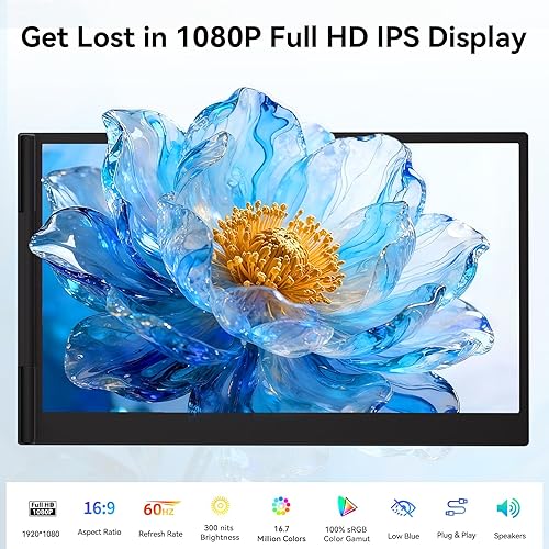 Miniatura 3 de Extensor de pantalla para laptop de 14 pulgadas, monitor portátil FHD 1080P IPS para portátiles de 13 a 17 pulgadas con puerto USB-CHDMI, Plug &