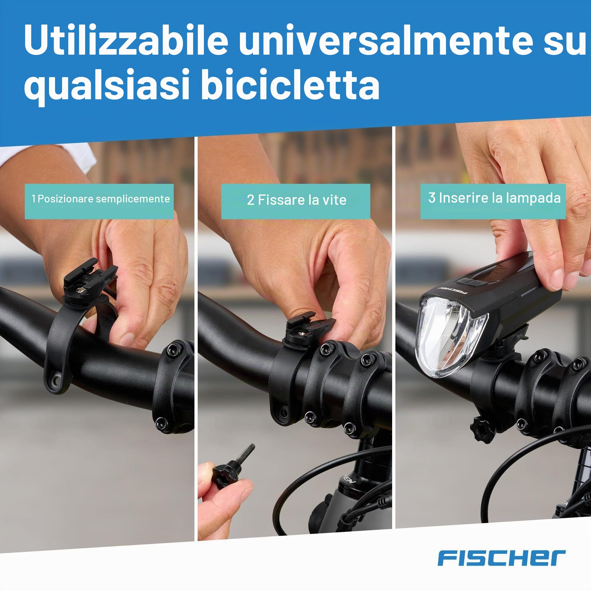 Fischer Fanale anteriore a LED per bicicletta, 100 lux, abbaglianti