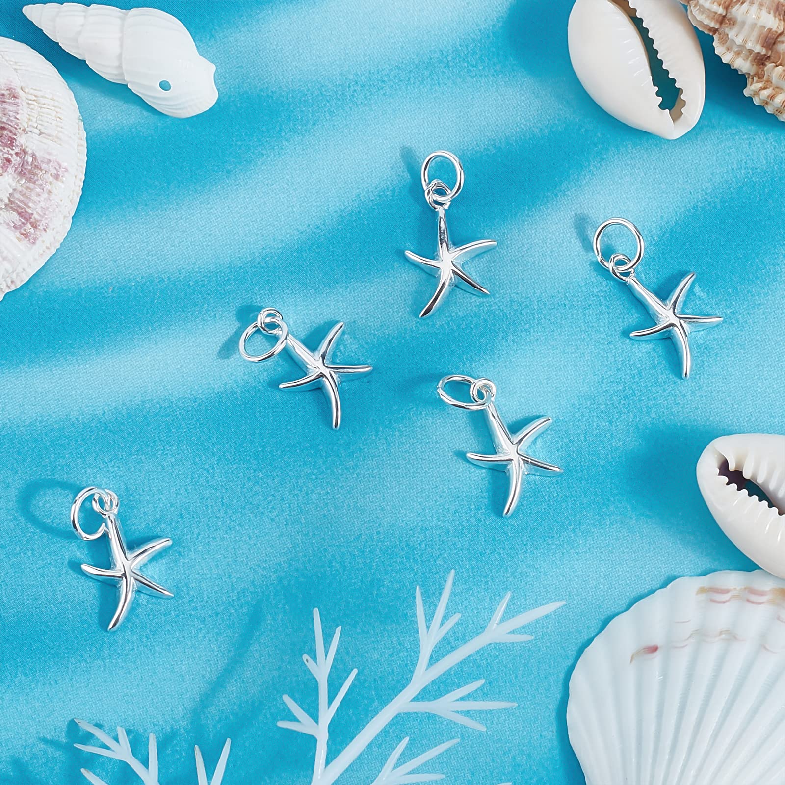 Dijes Estrella Mar Acero Inoxidable Chapado Oro – 8 Piezas Para Manualidades